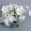 Flores decorativas, flores artificiales, rosas de seda hechas a mano, ramos de flores, decoración de boda, novia, damas de honor Y5GB