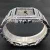 Наручные часы MISSFOX Ice Out Square Watch для мужчин Лучший бренд класса люкс с бриллиантами Мужские часы Ультратонкие водонепроницаемые часы в стиле хип-хоп Drop 230829