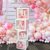 Dekorativa föremål Figurer Baby Shower Box Transparent Balloon Birthday Wedding Party Docoration Custom Letter 230829