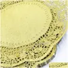 Baking Pastry Tools 100 Pieces/Pack New Arrivals 12 Inches Gold Colored Round Paper Lace Doilies Cupcake Bread Placemats Home Dinner Dhwss