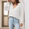 Pulls tricotés pour femmes, couleur unie, élégant, col en v, tricot, loisirs, vacances, basique, bouton, Cardigan en tricot