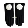 Mittens Winter Gloves For Women Camellia Brand DesignerMitten Warm Touch Screen Flower Decoration Driving 230830
