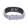 Dog Collars Leashes Wholesale-2Inch Wide Sharp Spikes Studded Horn Nails Leather For Pitbl Mastiff Size M L Drop Delivery Home Garde Dhatp