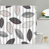 Shower Curtains Color Hand Drawn Pattern Shower Curtains Abstract Plant Leaves Bathroom Bath Curtain Waterproof Fabric Home Bathtub Decor Screen R230830