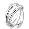 Cluster Rings 925 Sterling Silver Simple Three Circle Round Ring Women Men Fashion Jewelry 5-10#