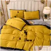 Zestawy pościeli żółte Zimowe Zestaw projektantów Veet Er Arkusz łóżek list wydrukowany 2pcs poduszki luksusowe luksusowe kołdry Drop Deli Dh2ez