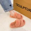Slippers 2023 Fall/winter Warm Fuzzy Lovely Candy Color Open-toed Wear Fashion Cotton