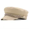 Bere bayanlar Sonbahar Kış Şapkası Pu İngiliz Deri İngiliz Tarzı Düz ​​Üst Sekizgen Kapak Ayarlanabilir Kadın 230830