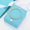 NEW 100% 925 Sterling Silver bracelet Pendant tag female men Heart Bead Chain Rose Gold Tf Gold Luxurious For Women Fashion Jewelry designer Bracelet Original Gift box