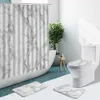 Douchegordijnen Art Marmer Streep Geometrie Afdrukken Badkamer Set Douchegordijn Antislip Tapijten Tapijt Cover Met Badmat R230830