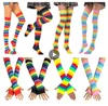 Colorful Rainbow Stockings Cute Thigh Knee Socks Dance Socks Striped Arm Warmer Gloves Women Cosplay Costume