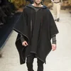 Mens Wool Blends Men Fashion Autumn Winter Medieval Gothic Maxi Hooded Cloak Poncho Coat Hoodie Cape 230829