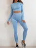 Designer Yoga Tracksuits Mulheres Outono Inverno Outfits Manga Longa Moletom Crop Top e Calças Dois Conjuntos de Peças Fitness Sportswear Atacado Roupas 10082