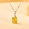 Necklace Earrings Set Europe America Fashion High-end Jewellery Women Lady Inlay Oval Yellow Cubic Zircon Pendant 925 Silver Needle