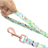 Hundhalsar Leases Flower Print Dog Harness Leash Reflective Pet Puppy Harness Vest Leash Justerbar för små medelstora stora hundar Chihuahua Bulldog 230829