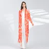 Women's Trench Coats Love Bohemian Print Mulberry Silk Coral Red Long Open Stitch Streetwear Sun Protection Cardigan Thin Coat FY026