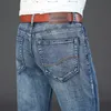 Mens Jeans Business Casual Straight Stretch Moda Clássico Azul Preto Trabalho Denim Calças Masculino Marca Roupas Tamanho 3238 230829
