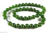 Pendentif Colliers 1pc gros asiatique naturel jade vert foncé 10mm collier de perles 17 "pouces