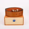 MEN MENSERES BLOTS CLASSIC FASION LUSATION LETTER L Smooth Buckle Womens Mens Leather Belt Width 3.8cm with Orange Box 00001