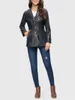 Jaqueta feminina de couro fashionspark, jaqueta falsa com botões, grande, vintage, pu, lapela clássica, motocicleta, casaco de motociclista