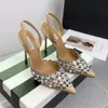 AQUAZZURA Туфли-лодочки с украшением кристаллами Босоножки на шпильке для женщин каблук Роскошные дизайнеры Модельные туфли с вырезами Вечерние сандалии на босоножках заводская обувь