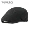 Boinas Wuaumx estilo chino boina sombrero hombres mujeres visera gorra bordado sboy ivy plana primavera verano pico de pato sólido hombres 230830