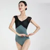 Stadiumkleding Klassieke damesballetpakjes Dagelijkse praktijk V-rug Dansbodysuit Volwassen gymnastiekkostuum