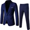 Mens Suits Blazers Spring Summer Groomsmen Male Twopiece Full Suit Set Casual Wedding Nightclub Slim Fit Black Blazer For Men 230830