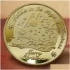 Party Favor Christmas Santa Gift Coin Collectible Metal Gold Plated Souvenir Wishing North Pole Drop Delivery Home Garden Festive Su Dhca3