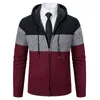 Mens Sweaters Sweater Coat Hooded Faux Fleece Outdoor Spell Tricolor Brushed Fashion 230830