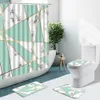 Duschgardiner Art Marble Stripe Geometry Printing Badrumset Duschgardin Icke-halkmattor Mattskydd med Bath Mat R230830