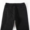 Men's Black Blank Distressed Italian Drip Slim Fit Stretch Ripped Plain Jeans HKD230829