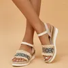 Sandaler Kvinnor Summer High Heel Elegant Platform Shoes for Sandalias Mujer Lightweight Wedges