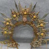 Vintage Saint Halo Krone und Tiara Stirnband Barock Göttin Krone Kopfschmuck Braut Haarschmuck Kostüm