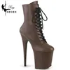 Laarzen Koffie Matte Kleuren Paaldans Hakken Westerse enkel Dameslaarzen 8 Inch Hoge Platform Strip Korte Laarzen Sexy Ridder Stiletto Laarzen 230829