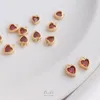 Other 20Pcs 14K True Gold ColorPreserving Copper Natural Red Zircon Heart Charms Pendants DIY Jewelry Making Findings Accessories