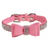 Hondenhalsbanden Diamanten halsband voor huisdieren Zware roze kettingen Microvezel Reizen Kleine honden