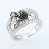 Bröllopsringar Santuzza äkta 925 Sterling Silver Ring for Women Unik delikat Black Spider Trendy Party Fashion Jewelry 230830