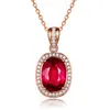 Pendant Necklaces Pigeon Blood Red High-end Temperament Fashion Simulation Oval Tourmaline Color Gem