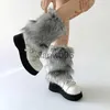 Others Apparel New Gray Imitation Wolf Fur Leg Warmers Y2k Girl Winter Warm JK Furry Boots Socks Gothic Punk Jk Kneelength Hiphop Stockings J230830