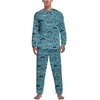 Men's Sleepwear Glasses Print Pajamas Winter 2 Pieces Hipster Elements Elegant Pajama Sets Male Long Sleeves Leisure Custom
