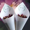 Decorative Objects Figurines 30Pcs Personalized Wedding Cones White Paper Size 16x16cm Custom Name Date Confetti Toss for Bridal Shower Party Favors 230829