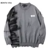 Suéteres masculinos pullovers oversize suéter rasgado para homens outono estilo harajuku y2k casal malha jumper vintage homem de malha punk roupas góticas 230830