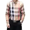 Designer Hommes Robe Chemise Casual Slim Soie T-shirt À Manches Longues Casual Vêtements D'affaires Luxe Plaid Hommes Asiatique Szie XXL XXXXL 718812594 853388714