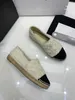 Chanells Chanelidade Tweed Alpadrille Chanei Sapatos Loafer Sapatos de Casa Preta Capt Plataforma Raffia Panudadores de palha