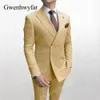 Mens Ternos Blazers Gwenhwyfar Double Breasted Homens Terno Borgonha Duas Peças Slim Fit Alta Qualidade Traje De Casamento Festa De Prom Botão De Ouro Masculino 230829