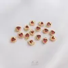 Other 20Pcs 14K True Gold ColorPreserving Copper Natural Red Zircon Heart Charms Pendants DIY Jewelry Making Findings Accessories