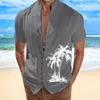 Men's T Shirts Printed Dress Men Beach Holiday Shirt Mens Cuff Button Stand Collar Plain