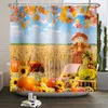 Rideaux de douche Scène d'automne rideau de douche automne forêt érable citrouille Thanksgiving récolte champ de blé ferme salle de bain rideau étanche R230830