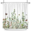 Rideaux de douche Feuilles d'eucalyptus vert rideaux de douche aquarelle florale imperméable Morden salle de bain baignoire rideau décor de chambre avec R230830